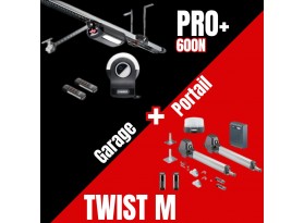 Kit GARAGE + PORTAIL BATTANT - PRO+ 600N S3 + TWIST M S3 (390mm) 2 vérins (300 Kg/vantail)+2 x4018+cellules+feu
